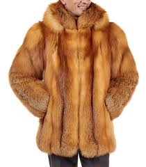 Mid Length Red Fox Fur Coat For Men