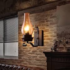 Vintage Rustic Single Light Black Metal Wall Lamp Sconce With Glass Chimney Shade Indoor Sconces Wall Lights Lighting