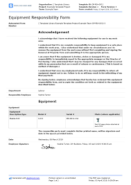 Employee Equipment Responsibility Form Free And Editable