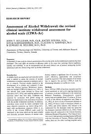 Pdf Assessment Of Alcohol Withdrawal The Revised Clinical