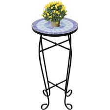 Mosaic Side Table Plant Table Blue