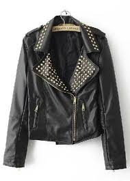 Black Rivet Embellished Lapel Pu Leather Jacket
