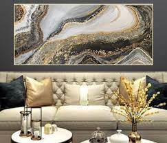White Black And Gold Abstract Wall Art