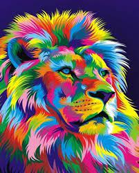 Colourful Rainbow Lion Canvas Print By