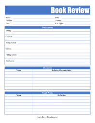 Fiction Book Report Report Template