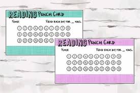Blue Purple Reading Punch Cards Reward Chart Homeschool Chart Pdf