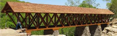 the wood beam bridge