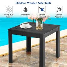Black Square Wood Outdoor Coffee Table