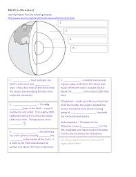 earth s structure worksheet mhs