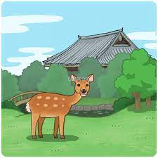 奈良公園と鹿：イラスト無料