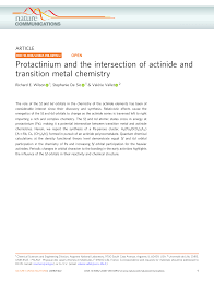 11 applied computational actinide chemistry andré severo pereira gomes, florent réal, bernd schimmelpfennig, ulf wahlgren and valérie vallet 11.1 introduction 11.1.1 likely significantly extend the array of available methods for quantum chemical studies of lanthanides and actinides. Pdf Protactinium And The Intersection Of Actinide And Transition Metal Chemistry