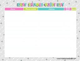 Free Printable Baby Shower Checklist Guest List Who Template