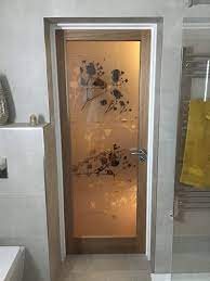 Gypsophila Etched Glass Bathroom Door