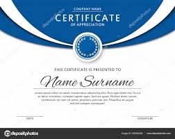 Certificate Template Elegant Blue Color Medal Abstract