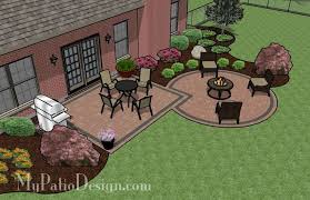 Rectangle Patio Design With Circle Fire