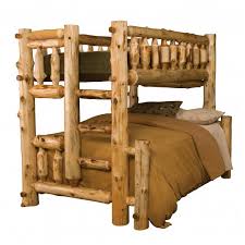 Cedar Log Bunk Bed Single Over Queen