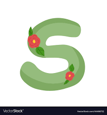 cute green cartoon s letter for