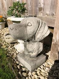 Pointer Dog Bust Stone Statue Puppy