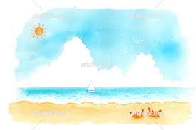 絵本風のかわいい夏の海の水彩イラスト イラスト素材 [ 7075310 ] - フォトライブラリー photolibrary