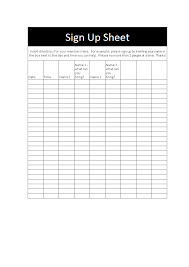 Sign Up Sheet Template In Excel Templates At