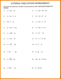 Literal Equations Worksheets