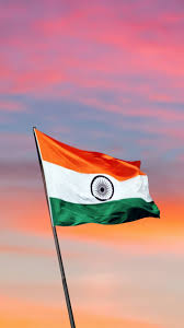indian flag mobile sunset