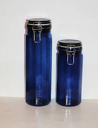 cobalt blue glass containers wire bale