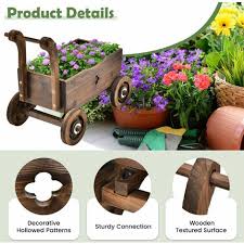 4 Wheel Wooden Wagon Planter Box
