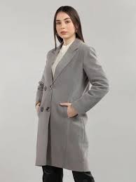 Plain Women Stone Gray Winter Coat