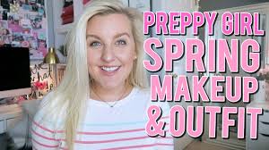 preppy spring makeup and outfit