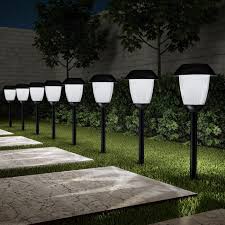 Nature Spring 750984bho Set Of 8 Solar Path Lights 16 Inch Tall Stain