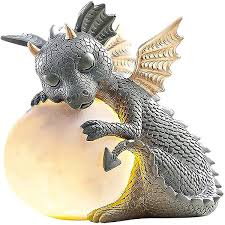 dragon statue garden figurine solar