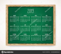 Hand Written Chalk Vector Calendar Year 2019 Green