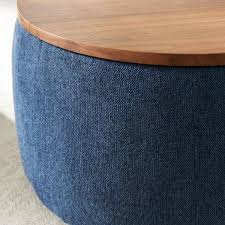 Navy Fabric Drum Coffee Table