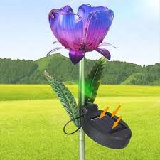 Solar Glass Flower Stakes For Garden