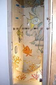 Etched Glass With Beach Designs Sans