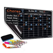 Chore Chart With 5 Chalk Markers For Multiple Kids Magnetic Dry Erase Refrigerator Calendar Chalkboard For Activity And Reward Reusable Home