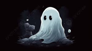 image of a cute white ghost sitting in