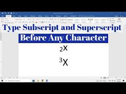 Ms Word Subscript Before Letter