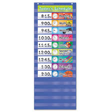 Daily Schedule Pocket Chart 13 X 33 Blue Clear Snap Supplies