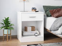 clayton bedside table with drawer white
