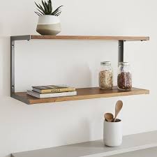 tiered industrial wood metal wall shelf