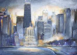 Chicago Skyline Wall Art Print Oak