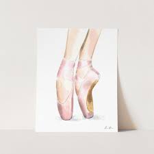 Art Print Ballet Slippers Watercolor