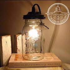 Mason Jar Lamp Table Plug In Vintage Quart