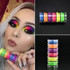 neon rainbow under eye makeup and