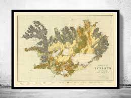 Suffolk county, new york, united states, north america geographical coordinates: Old Map Of Iceland Islandia 1898 Geological Map Vintage Maps And Prints