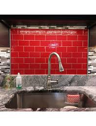A kitchen backsplash can be useful in protecting your kitchen walls against water. Red Brick Subway Tile Peel And Stick Clever Mosaics