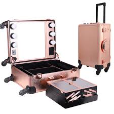 rolling makeup case with 6 lights