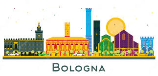 Premium Vector | Bologna italy city skyline with color buildings isolated  on white